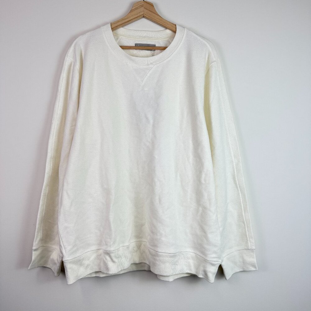 Everlane Men 100% Cotton Crewneck Long Sleeve Sweatshirt Ivory White XXL